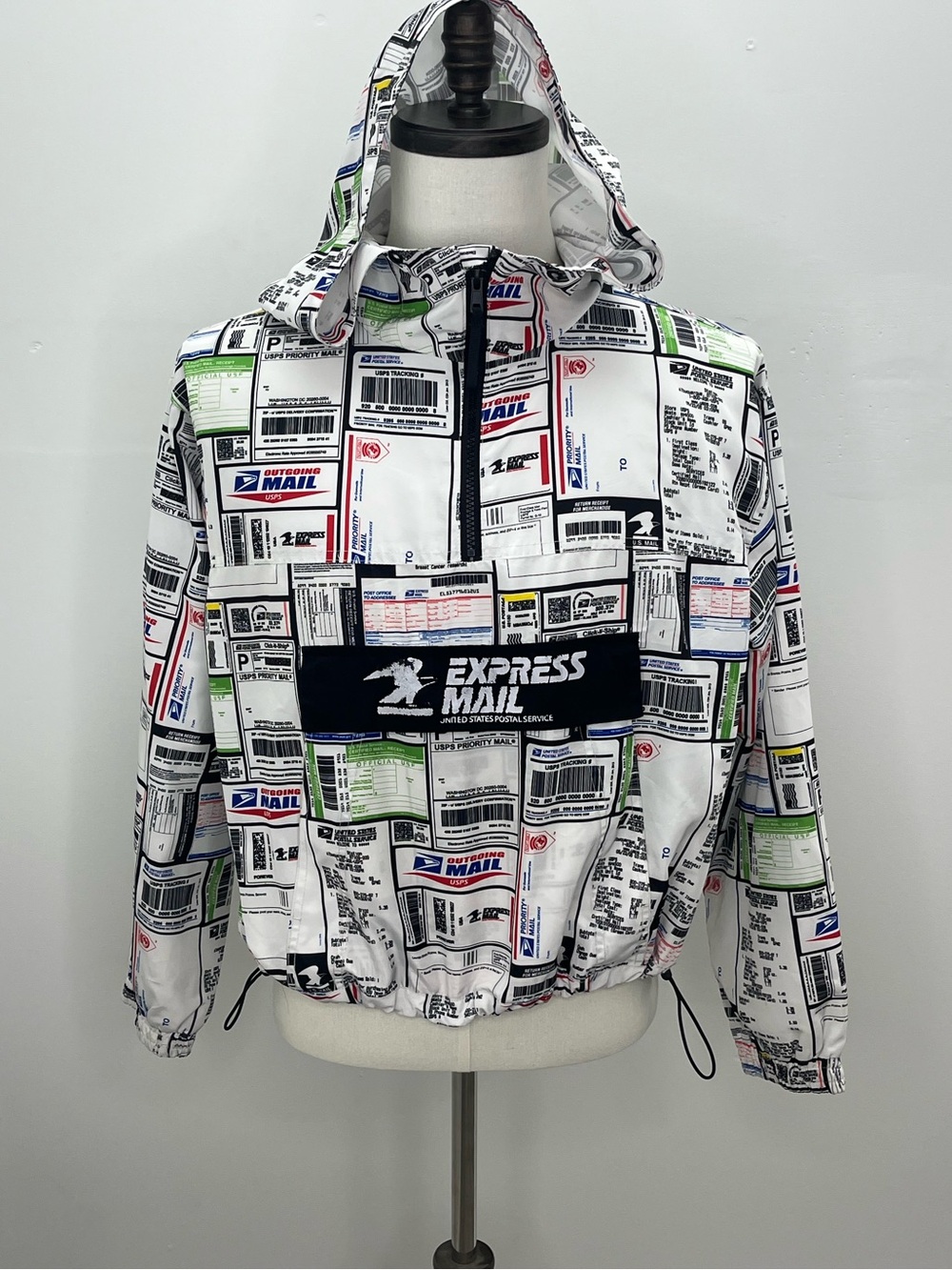 Forever 21 x USPS Express Mail Logo Print Anorak Jacket Windbreaker Medium